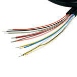 The Moto Iron® 8" Handlebar Wiring Extension Kit with switches for Harley-Davidson 1996-2006 includes wired switches for indicators, horn, lights, start, and run plus multicolored wires—ideal as a handlebar extension.