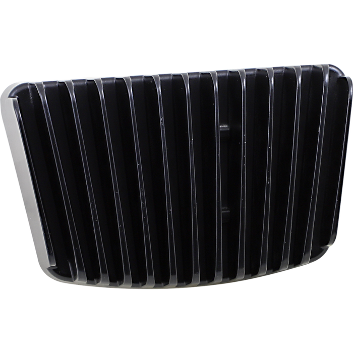 A close-up of a black and silver rectangular air vent with vertical slats, resembling the Drag Specialties Voltage Regulator for 2017-2024 Harley-Davidson Touring motorcycles by Drag Specialties.
