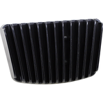 A close-up of a black and silver rectangular air vent with vertical slats, resembling the Drag Specialties Voltage Regulator for 2017-2024 Harley-Davidson Touring motorcycles by Drag Specialties.