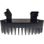 A close-up of a black and silver rectangular air vent with vertical slats, resembling the Drag Specialties Voltage Regulator for 2017-2024 Harley-Davidson Touring motorcycles by Drag Specialties.