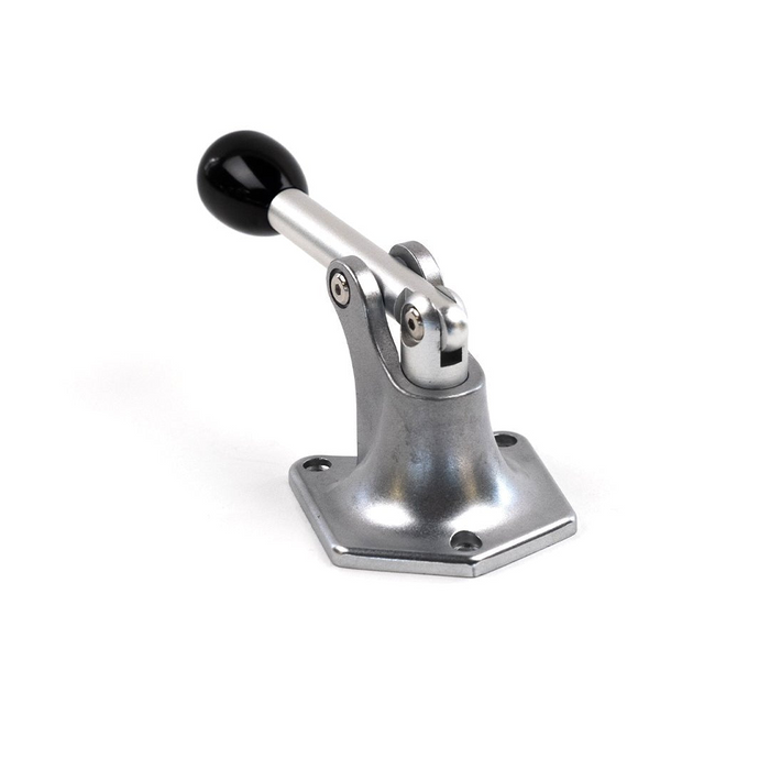 The Prism Supply Quick Stick Start Lever 2.0, a metal solenoid actuator with a black handle and silver base, is designed for Harley-Davidson motorcycles. Shown here against a white background.