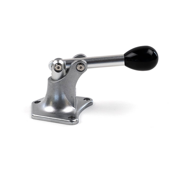 The Prism Supply Quick Stick Start Lever 2.0, a metal solenoid actuator with a black handle and silver base, is designed for Harley-Davidson motorcycles. Shown here against a white background.