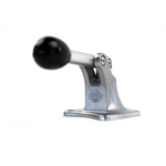 The Prism Supply Quick Stick Start Lever 2.0, a metal solenoid actuator with a black handle and silver base, is designed for Harley-Davidson motorcycles. Shown here against a white background.