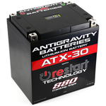 Three AntiGravity RE-START Series Lithium Batteries are displayed in a staggered arrangement on a white background. Each lightweight LiFePO4 battery features innovative RE-START technology for enhanced performance and reliability.