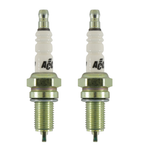 Four identical Accel Spark Plugs for Harley-Davidson Twin Cam and Sportster Evolution, by Accel, are arranged against a white background in two vertical columns and two rows, each positioned at varying angles.