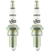 Four identical Accel Spark Plugs for Harley-Davidson Twin Cam and Sportster Evolution, by Accel, are arranged against a white background in two vertical columns and two rows, each positioned at varying angles.
