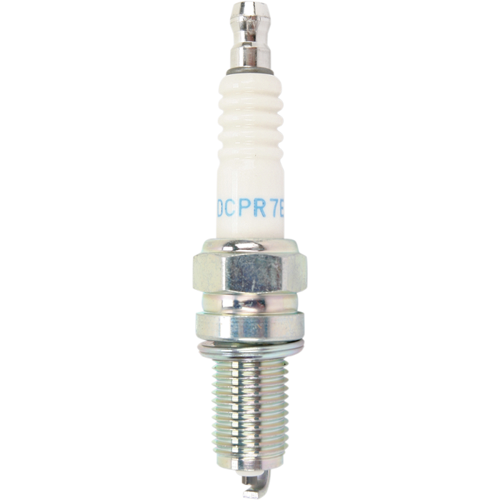 Side view of two NGK Spark Plug for Harley-Davidson Twin Cam and Sportster Evolution units featuring threaded metal bodies and white ceramic insulators.