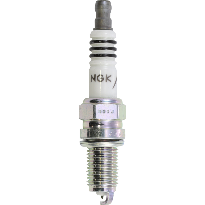 Side view of two NGK Spark Plug for Harley-Davidson Twin Cam and Sportster Evolution units featuring threaded metal bodies and white ceramic insulators.