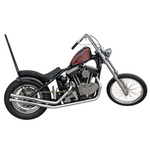 Two black, ribbed TC Bros. Cobra Hardtail Seats are shown, one installed on a motorcycle—ideal for Sportster hardtails or anyone wanting the classic look of a TC Bros. Cobra chopper seat.