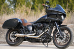 The SP Concepts Exhaust System for 2018-Up Harley-Davidson Softail (for TC Bros. Mid Controls) includes three stainless steel pipe sections, a muffler, mounting brackets, and installation hardware—all displayed on a white background.