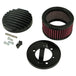 The TC Bros. Air Cleaner for Harley-Davidson Bendix, Zenith, and Keihin Butterfly Carburetors features red pleated fabric and a ribbed silver metal cap. This round cleaner by TC Bros. is shown against a white background.