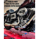 The SP Concepts Exhaust System for 2006-2017 Harley-Davidson Dyna, shown above as a 2-into-1 stainless steel kit with mounting hardware, is installed on a Dyna in the lower part of the image.