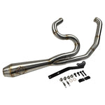 A motorcycle exhaust pipe with an American flag and a SP Concepts Lane Splitter Exhaust Twin Cam Touring 95-16 (stainless) on it.