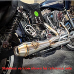 A SP Concepts Lane Splitter Exhaust Dyna 1999-2005 (Black) is sitting on a table.