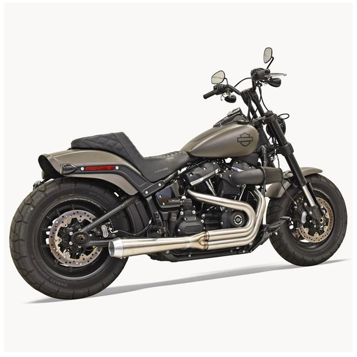 Harley-davidson softail with a Bassani Road Rage III 2-into-1 Stainless Exhaust 2018-24 FXFB/FLSL system.