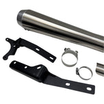 A Harley-Davidson motorcycle with a Bassani Road Rage III Stepped 2-into-1 Stainless Exhaust 1991-17 FXD Dyna (91-17 w/mids)(07-17 w/forwards) on a white background.