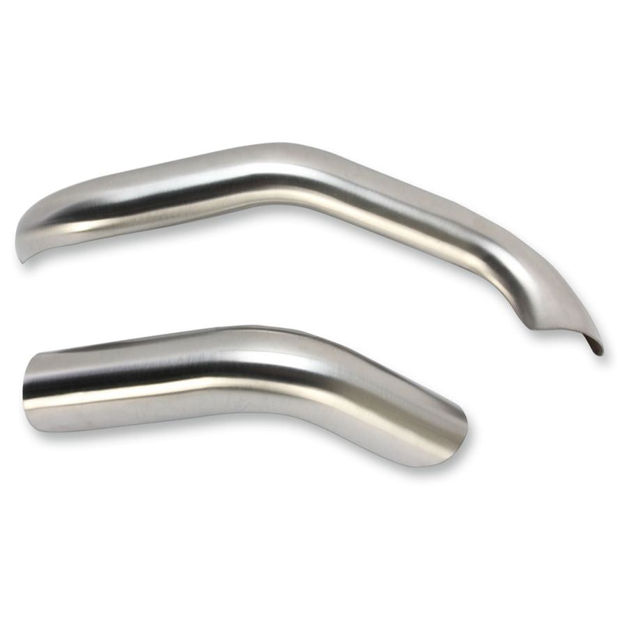 A pair of curved metal pipes designed for Bassani Optional Heat Shield for Road Rage III 1991-2017 FXD/FXDWG Harley-Davidson motorcycles.