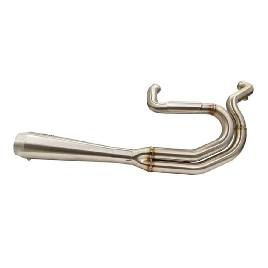 A Greg Lutzka Stainless 2-into-1 Exhaust 1991-17 FXD Dyna (91-17 w/mids)(07-17 w/fwds) for a motorcycle by Bassani.
