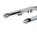 A pair of chrome exhaust pipes with a MCM Sportster Drag Pipe Set w/Heat Shields - 2004-2013 Models on a white background.