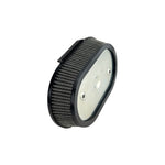 A black Arlen Ness Big Sucker® Upgrade Air Filter, M8 Factory Oval on a white background.