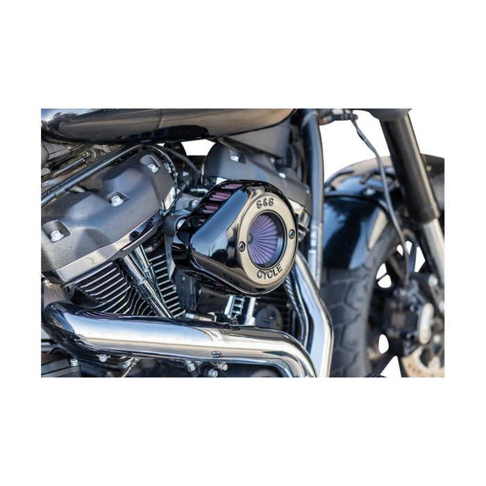 A set of S&S Stealth Air Stinger Air Cleaner Teardrop Kit for 2017-2024 Harley M8 - Gloss Black parts for a camera. (Brand: S&S Cycle)