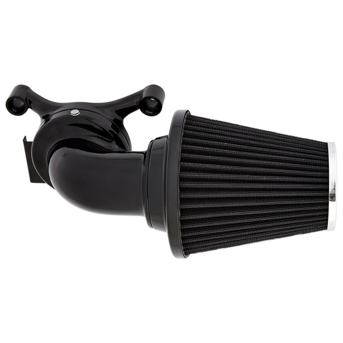 A black air filter, the Monster Sucker Air Cleaner Kit For Harley 08-16 FLT/16-17 FLST & FXDLS (FBW) Black by Arlen Ness, on a white background.