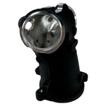 An image of a Premium 55mm CNC Ported Black Manifold for M8 Models by S&S Cycle on a metal surface with performance.