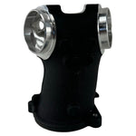 An image of a Premium 55mm CNC Ported Black Manifold for M8 Models by S&S Cycle on a metal surface with performance.