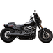Black cruiser-style Harley-Davidson Softail (2018-2024) with low seat and wide tires, featuring an S&S Cycle Superstreet 2-Into-1 50-State-Legal Exhaust, shown side view on a white background.