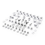 The XS-Performance Yamaha XS650 Top End Fastener Set (1972–1983) includes organized metal bolts, nuts, and washers—ideal for your engine's top end.