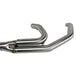 A blue and white Bassani 2 into1 Stainless Exhaust "Super Bike" Muffler 2018-2024 Lowrider ST & M8 Sport Glide motorcycle on a white background.