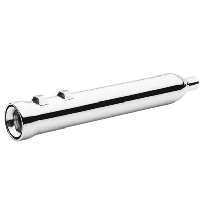 Polished Cobra exhaust Neighbor Hater Slip On Mufflers - Chrome for '95-'16 Bagger isolated on a white background.