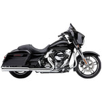 Polished Cobra exhaust Neighbor Hater Slip On Mufflers - Chrome for '95-'16 Bagger isolated on a white background.