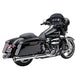 Black touring motorcycle with Cobra Neighbor Hater Slip On Mufflers - Chrome for 2017-2024 FL models isolated on a white background.