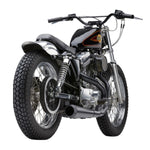 Classic black motorcycle with Cobra El Diablo Sportster 2:1 Exhaust - Black - 4" For '86-'03 XL Models accessories isolated on a white background.