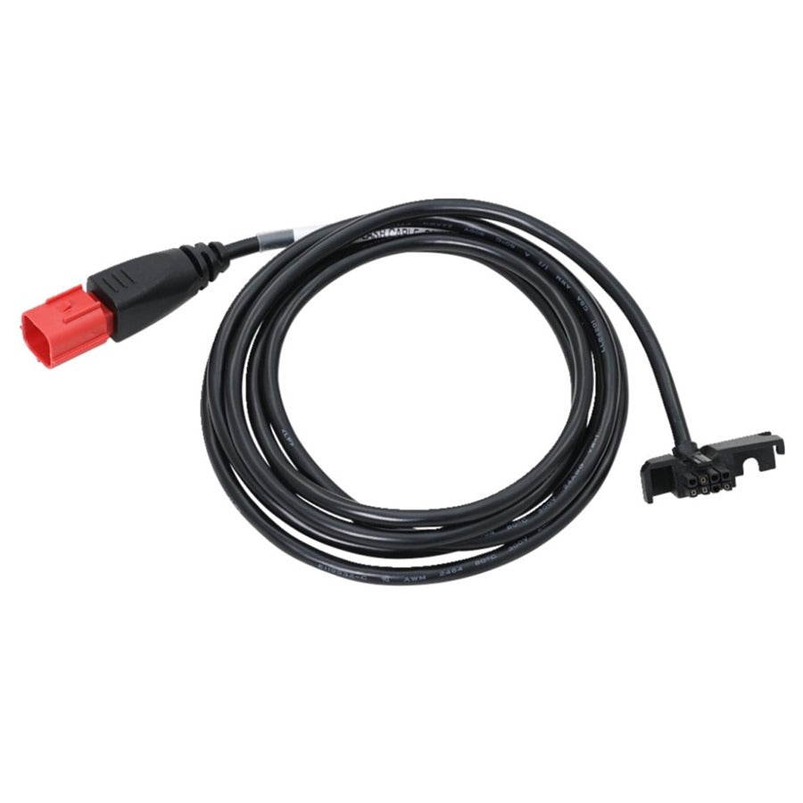 A black Dynojet Power Vision Interface Cable with an angled connector on one end and a straight red connector on the other end.