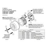The TC Bros. Chrome Louvered Air Cleaner Kit for Harley-Davidson CV and EFI includes a chrome louvered cover, red filter element, black mounting plate, screws, and wing nut.