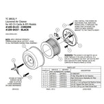 The TC Bros. Chrome Louvered Air Cleaner Kit for Harley-Davidson CV and EFI includes a chrome louvered cover, red filter element, black mounting plate, screws, and wing nut.