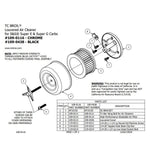 The TC Bros. Black Louvered Air Cleaner for S&S Super E & G Carbs is a black air filter assembly kit by TC Bros., featuring a chrome louvered air cleaner, cylindrical filter, mounting bracket, screws, and a star-shaped wing nut.