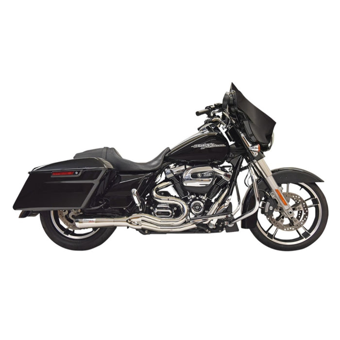 A chrome Road Rage II 2-Into-1 Mid-Length Exhaust System from Bassani, designed for &