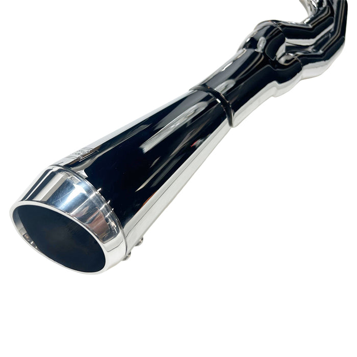 A chrome Road Rage II 2-Into-1 Mid-Length Exhaust System from Bassani, designed for &