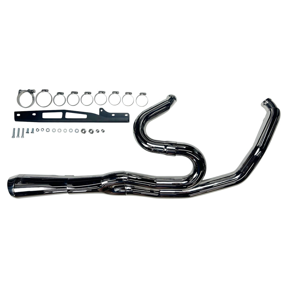 Road Rage II 2-Into-1 Mid-Length Exhaust System - Chrome - For '17-'24 Touring
