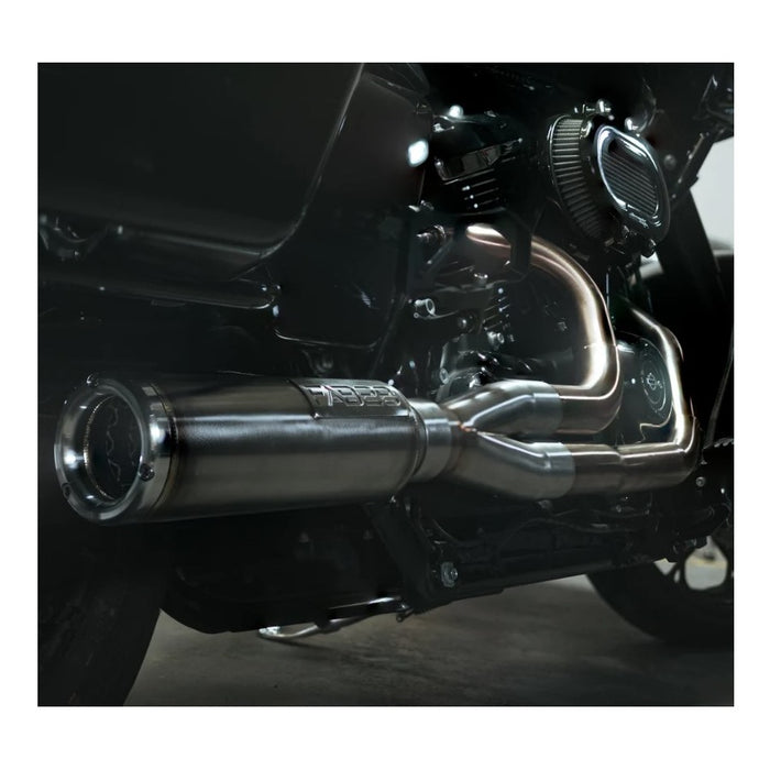 The Fab 28 Stainless Exhaust with Canister Muffler for Harley &