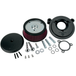 The Arlen Ness Big Sucker Stage 1 Air Cleaner for late Harley-Davidson Twin Cam models features a round chrome housing, a pleated purple filter element, and two metal mounting tubes.