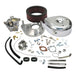 S&S Cycle Super E Carburetor Kit for 1979-1984 Harley-Davidson Big Twin includes metal parts, hoses, screws, gaskets, and a round air filter, all displayed on a white background.