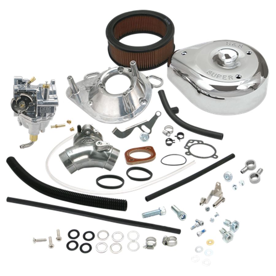 Upgrade your Harley-Davidson with an S&S Cycle Super E Carburetor Kit for 1993-'99 Big Twin Models for increased horsepower.