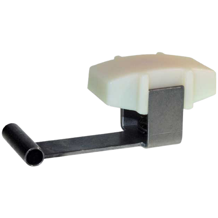 Hayden M6 Self-Adjusting Primary Chain Tensioner for Harley-Davidson Sportster, featuring a white plastic shoe and a spring-loaded bracket.