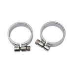 Two Drag Specialties Exhaust Manifold Clamps for Harley Ironhead Sportster 1957/Later HD# 65519-52B (PAIR) on a white background.