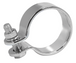 The Mid-USA Universal Chrome Exhaust Clamp by Mid-USA features a circular metal band and screw fastener, ideal for securely attaching hoses or pipes.