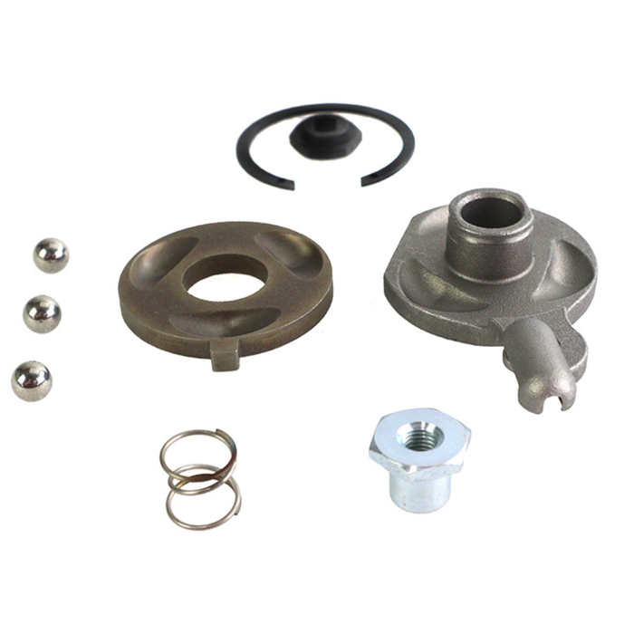 Wyatt Gatling Clutch Ramp Assembly for 1994-2020 Harley-Davidson Sportster—metal mechanical parts, such as springs, ball bearings, and hex nuts—are shown arranged on a white background. Brand: Wyatt Gatling.